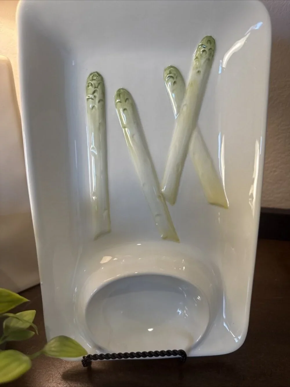 Williams Sonoma Ceramic Pottery Asparagus Platter & Sauce Tray Made in Italy
